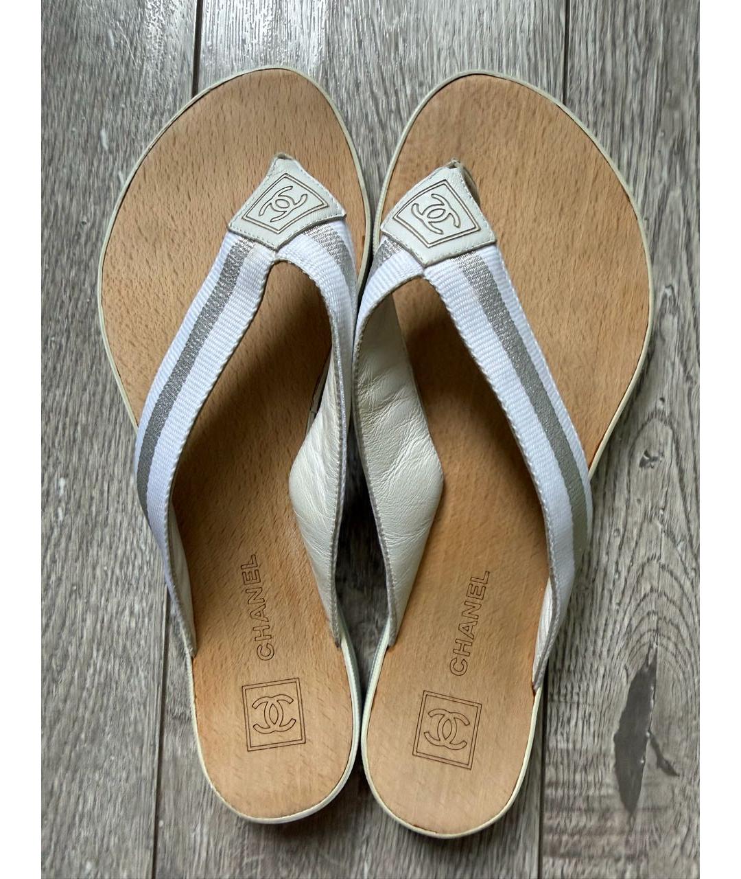 CHANEL Белые шлепанцы, фото 2