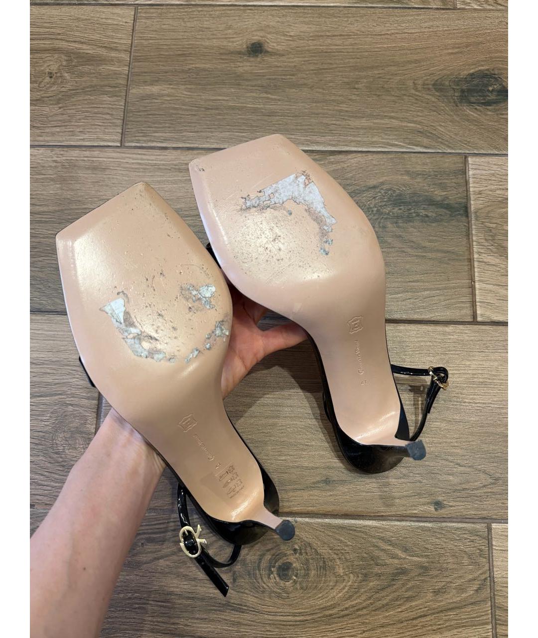 GIANVITO ROSSI Черные босоножки из лакированной кожи, фото 5