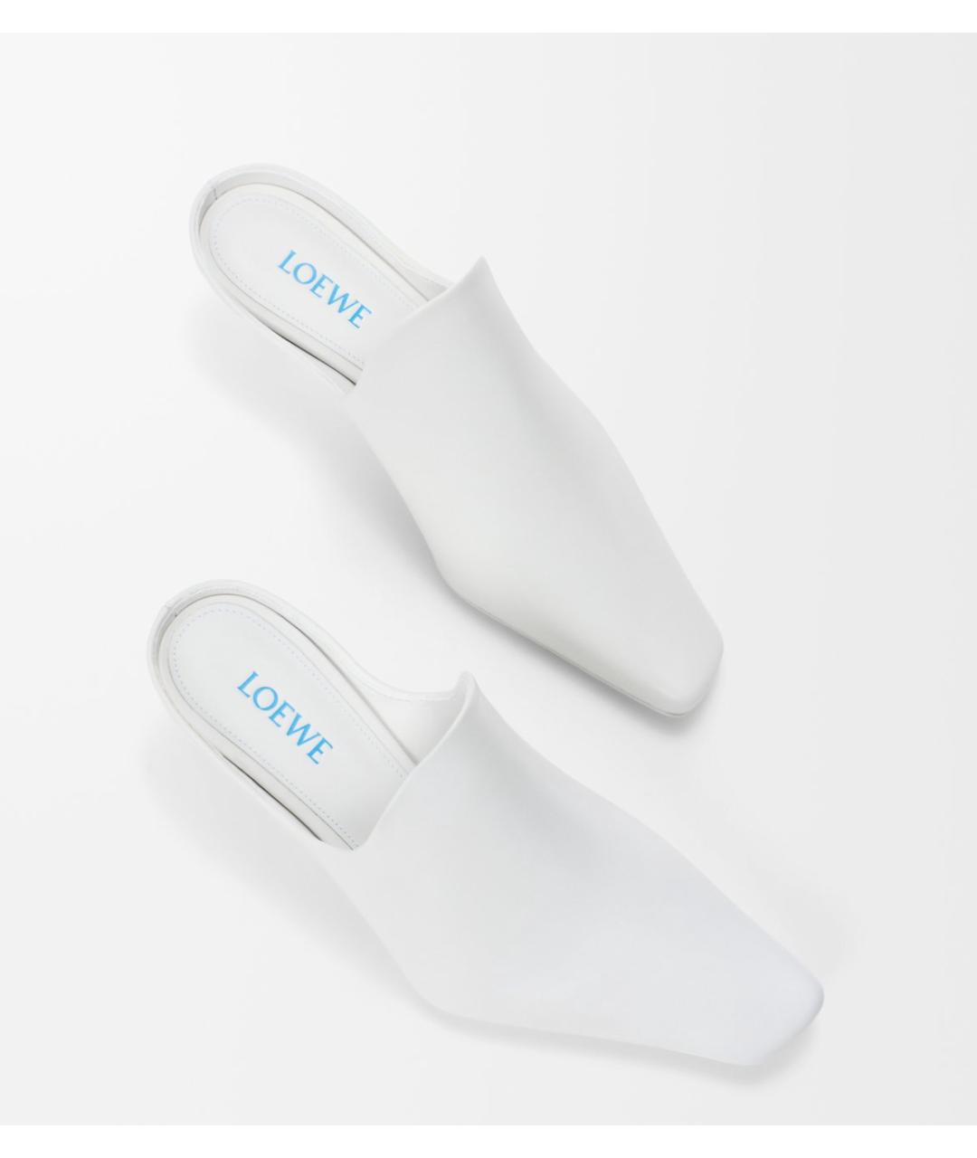 LOEWE Белые кожаные мюли, фото 3