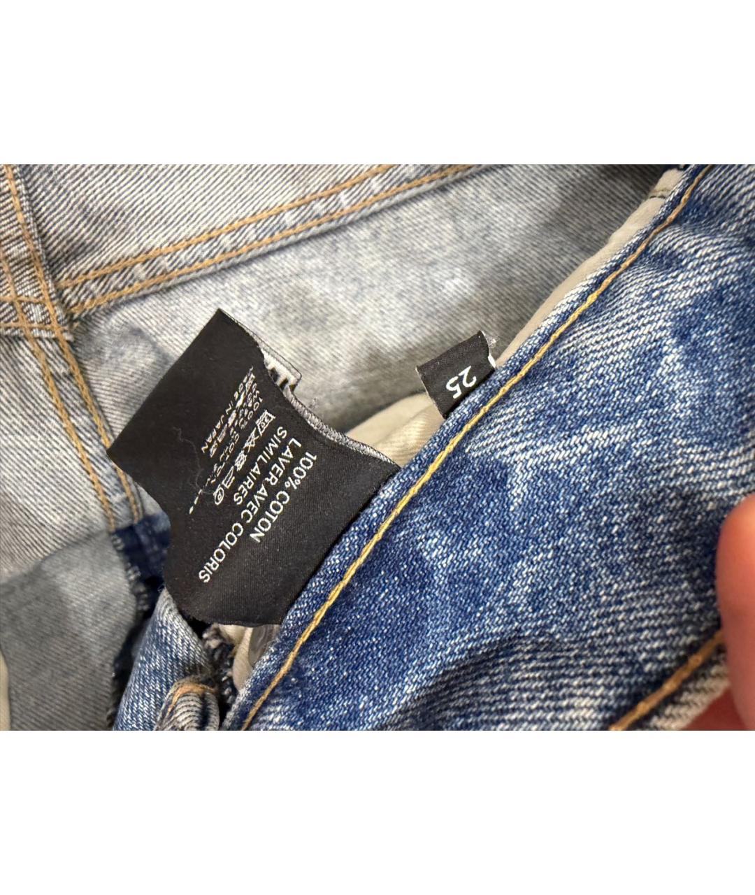 CELINE Голубые хлопковые прямые джинсы, фото 3