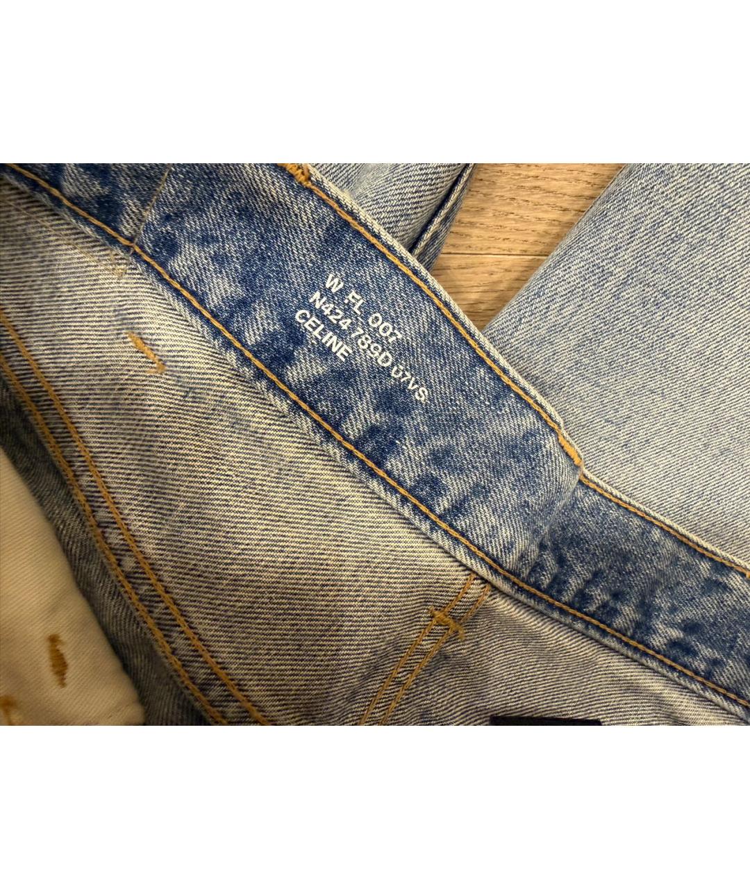 CELINE Голубые хлопковые прямые джинсы, фото 4