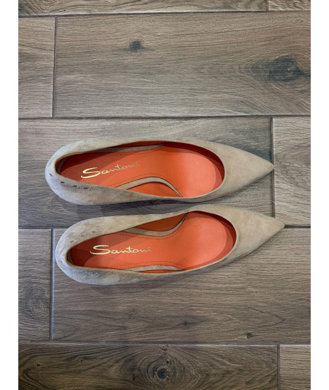 SANTONI Бежевые замшевые туфли, фото 2