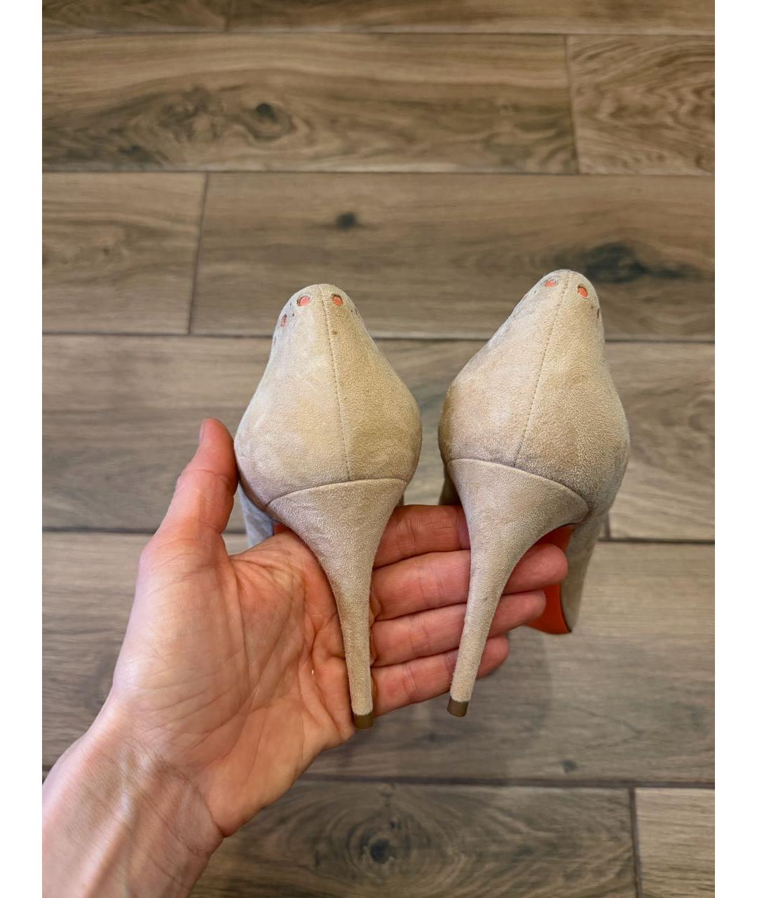 SANTONI Бежевые замшевые туфли, фото 4