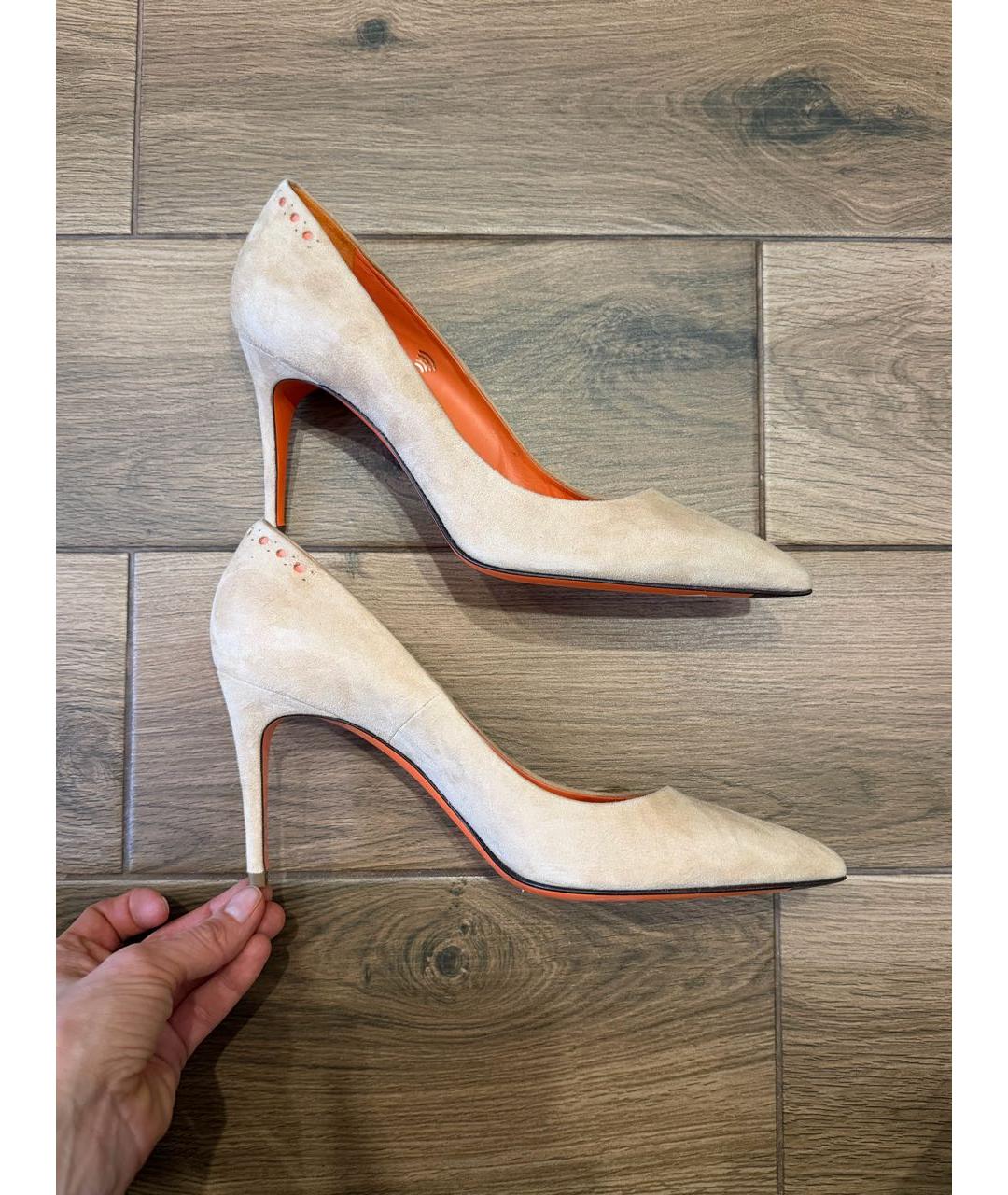 SANTONI Бежевые замшевые туфли, фото 6