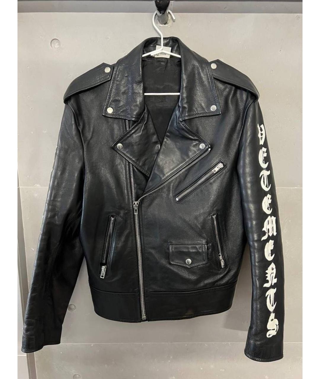 VETEMENTS Черная кожаная куртка, фото 4