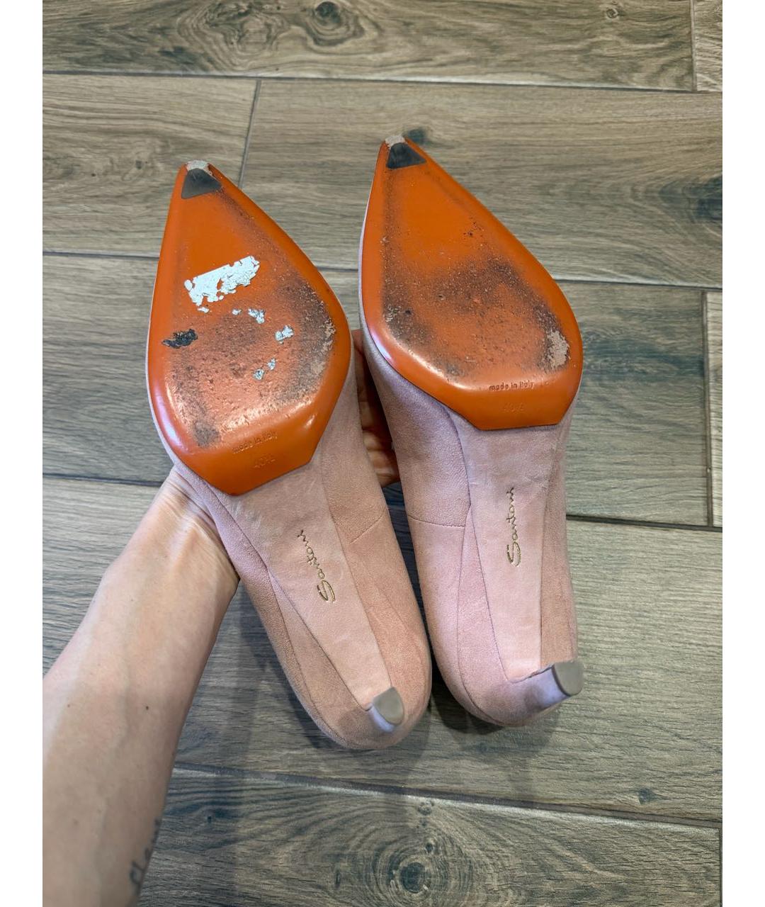 SANTONI Коралловые замшевые туфли, фото 6