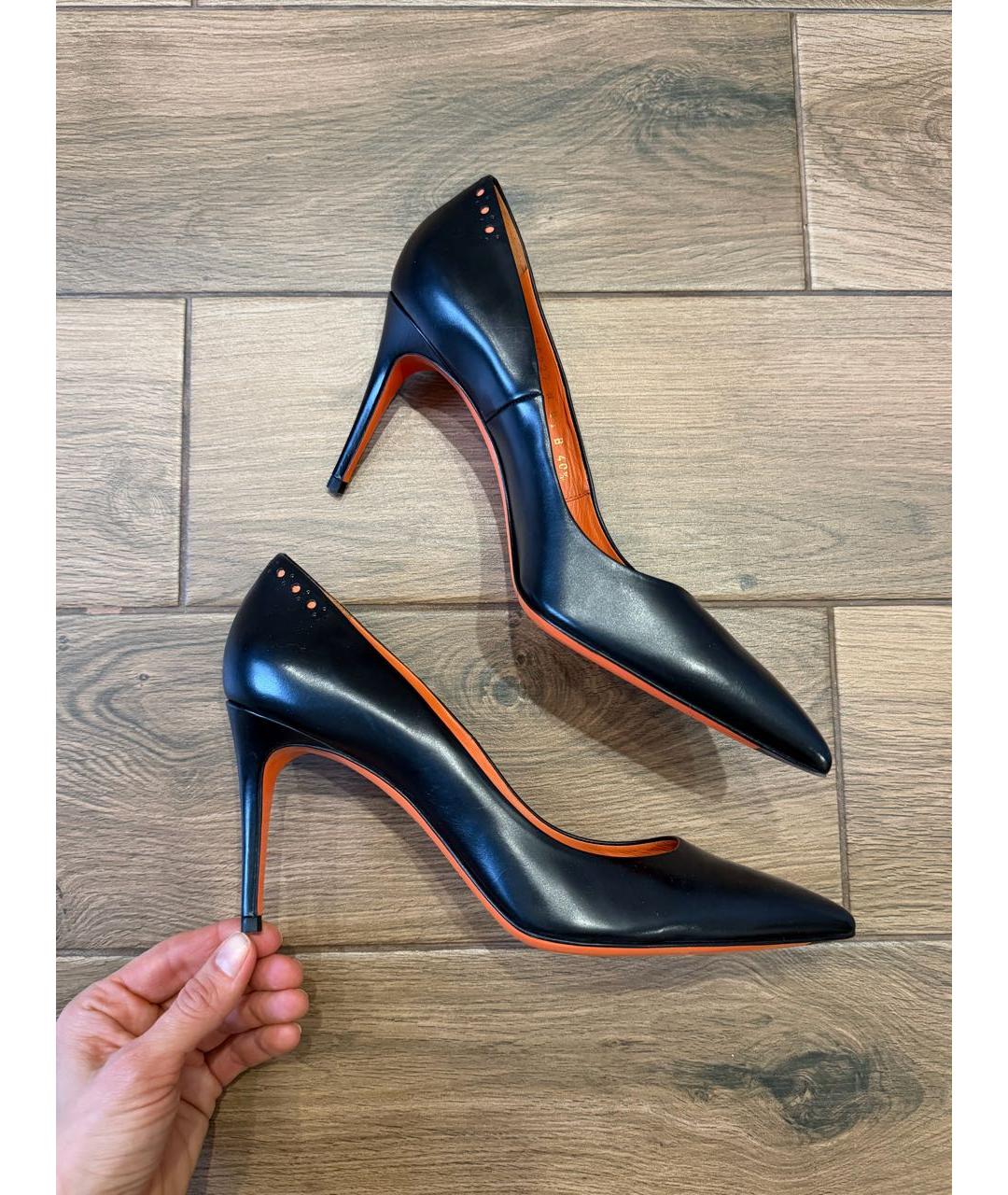 SANTONI Черные кожаные туфли, фото 6