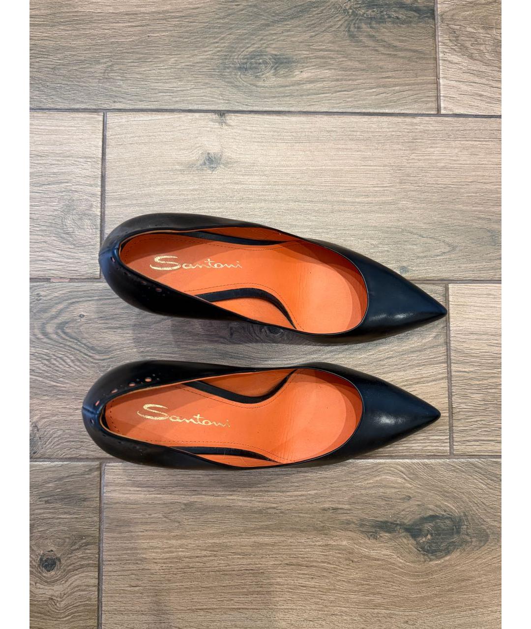 SANTONI Черные кожаные туфли, фото 2