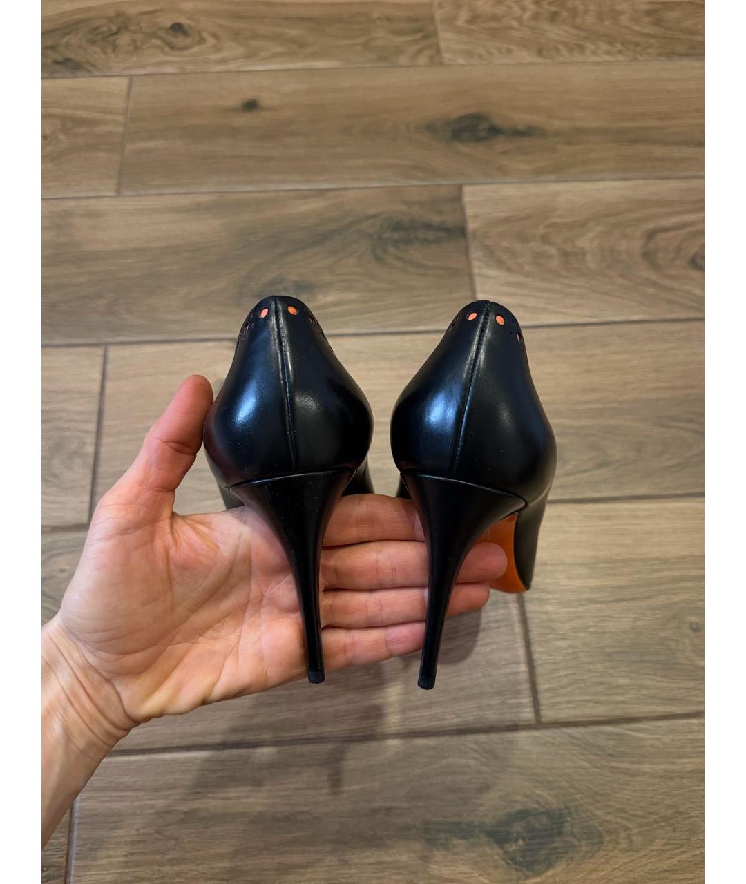 SANTONI Черные кожаные туфли, фото 4