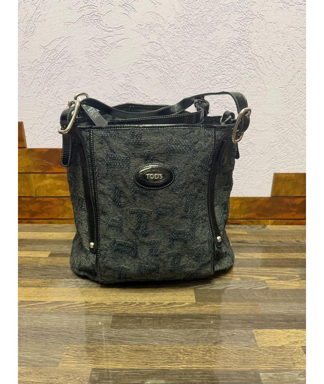 TOD'S Серая жаккардовая сумка тоут, фото 9
