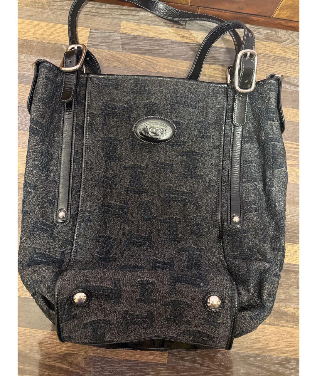 TOD'S Серая жаккардовая сумка тоут, фото 7