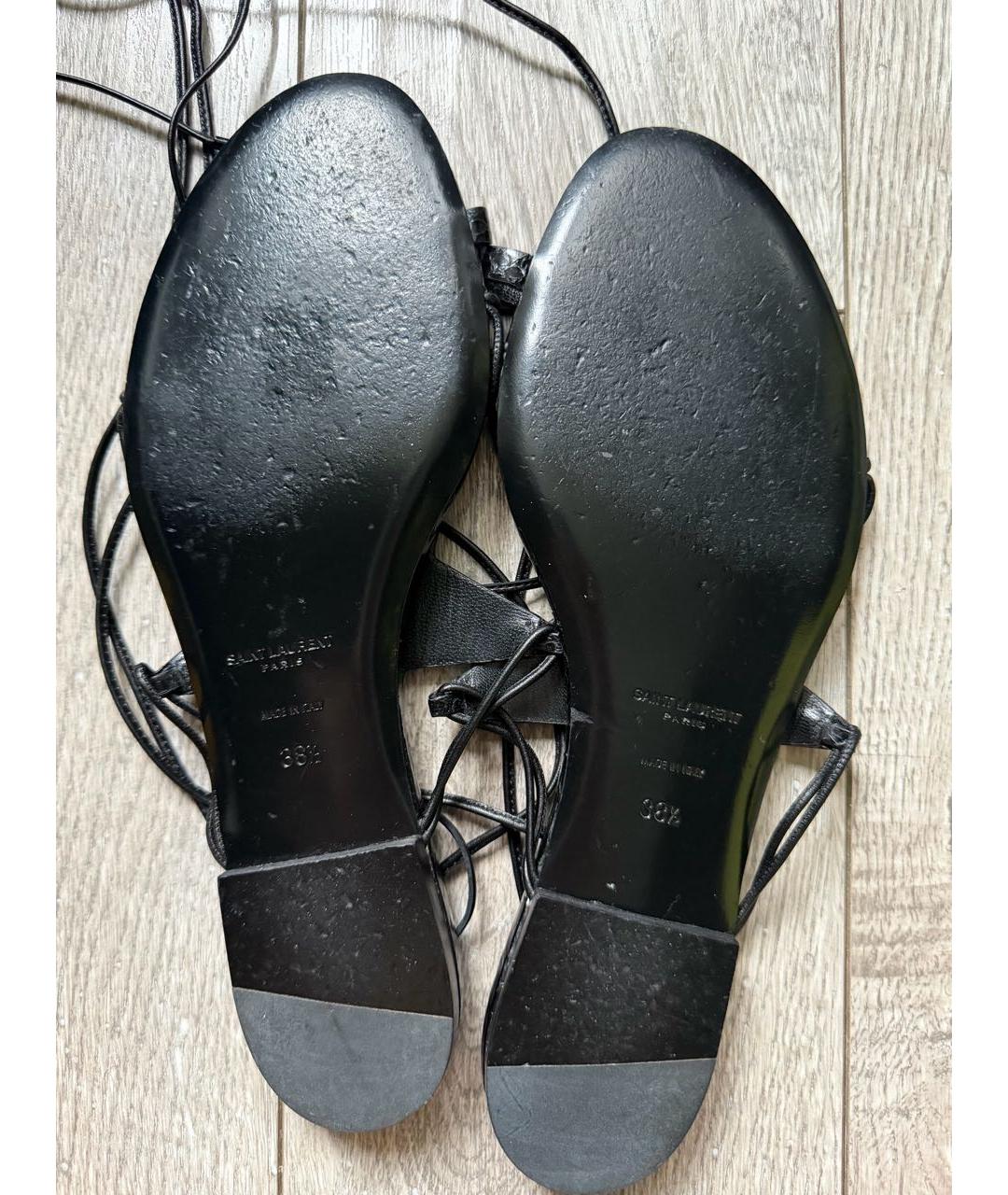 SAINT LAURENT Черные кожаные сандалии, фото 6