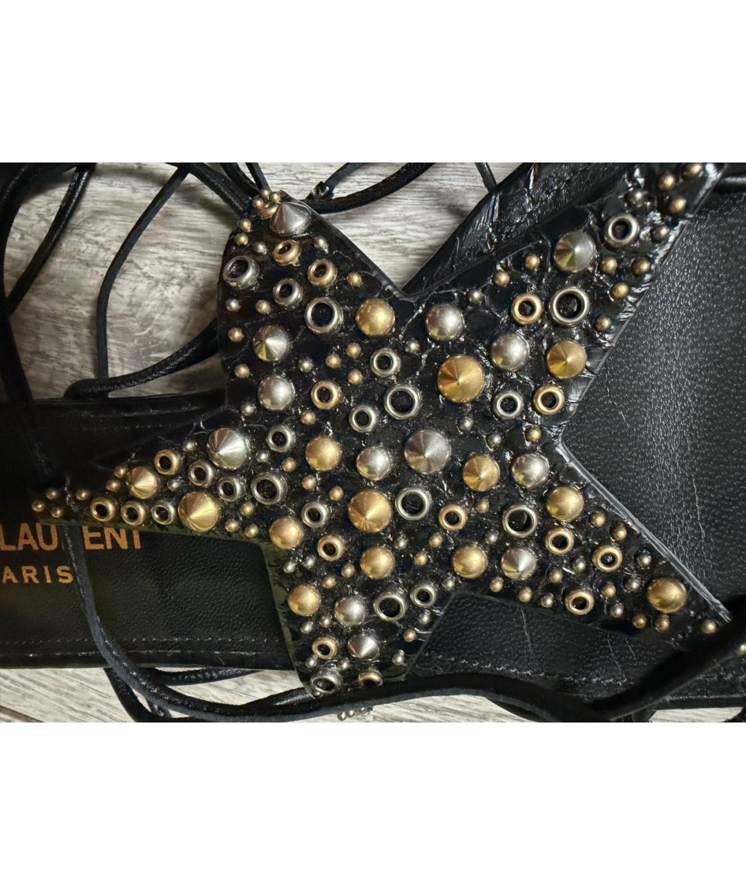 SAINT LAURENT Черные кожаные сандалии, фото 7