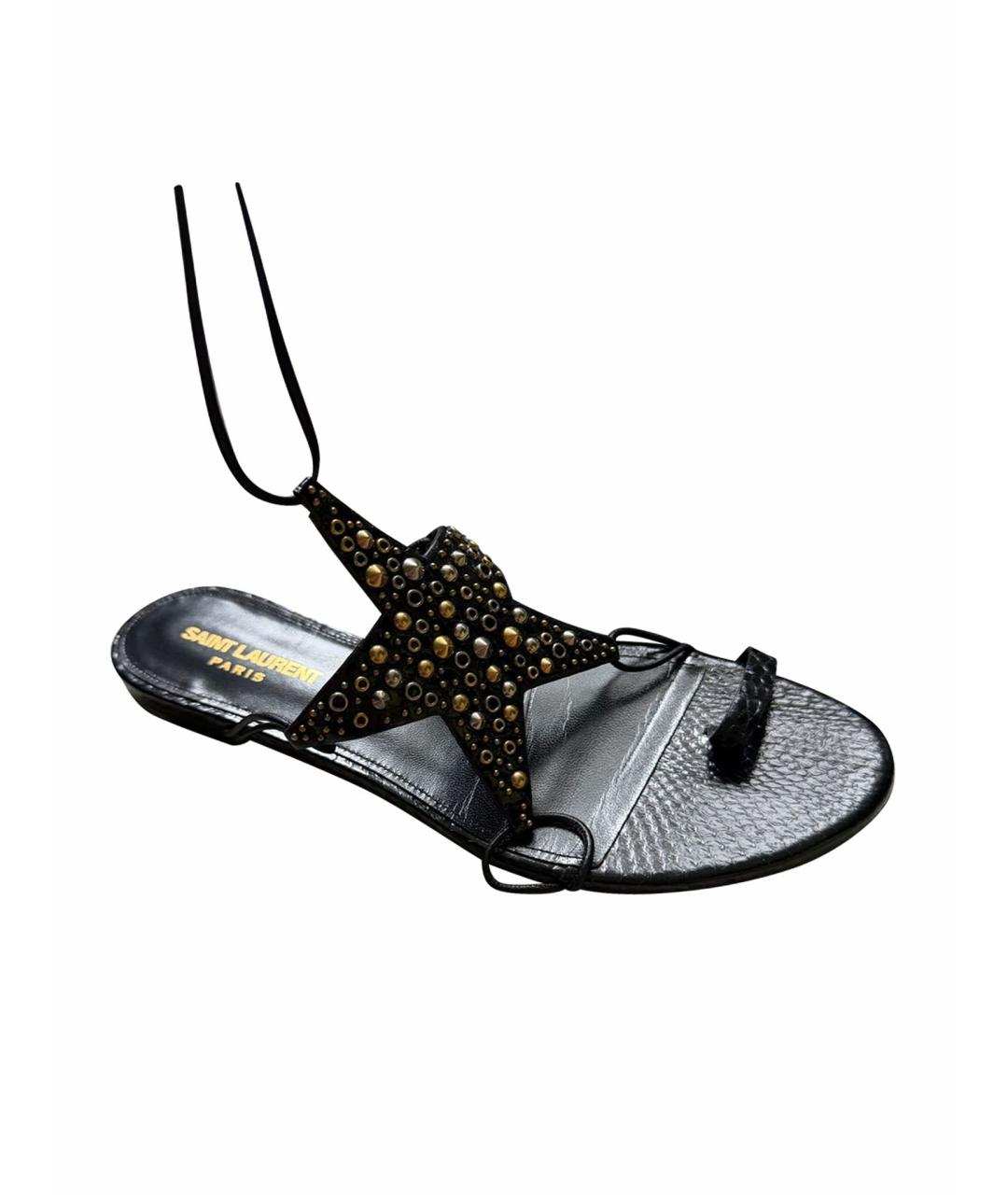 SAINT LAURENT Черные кожаные сандалии, фото 1