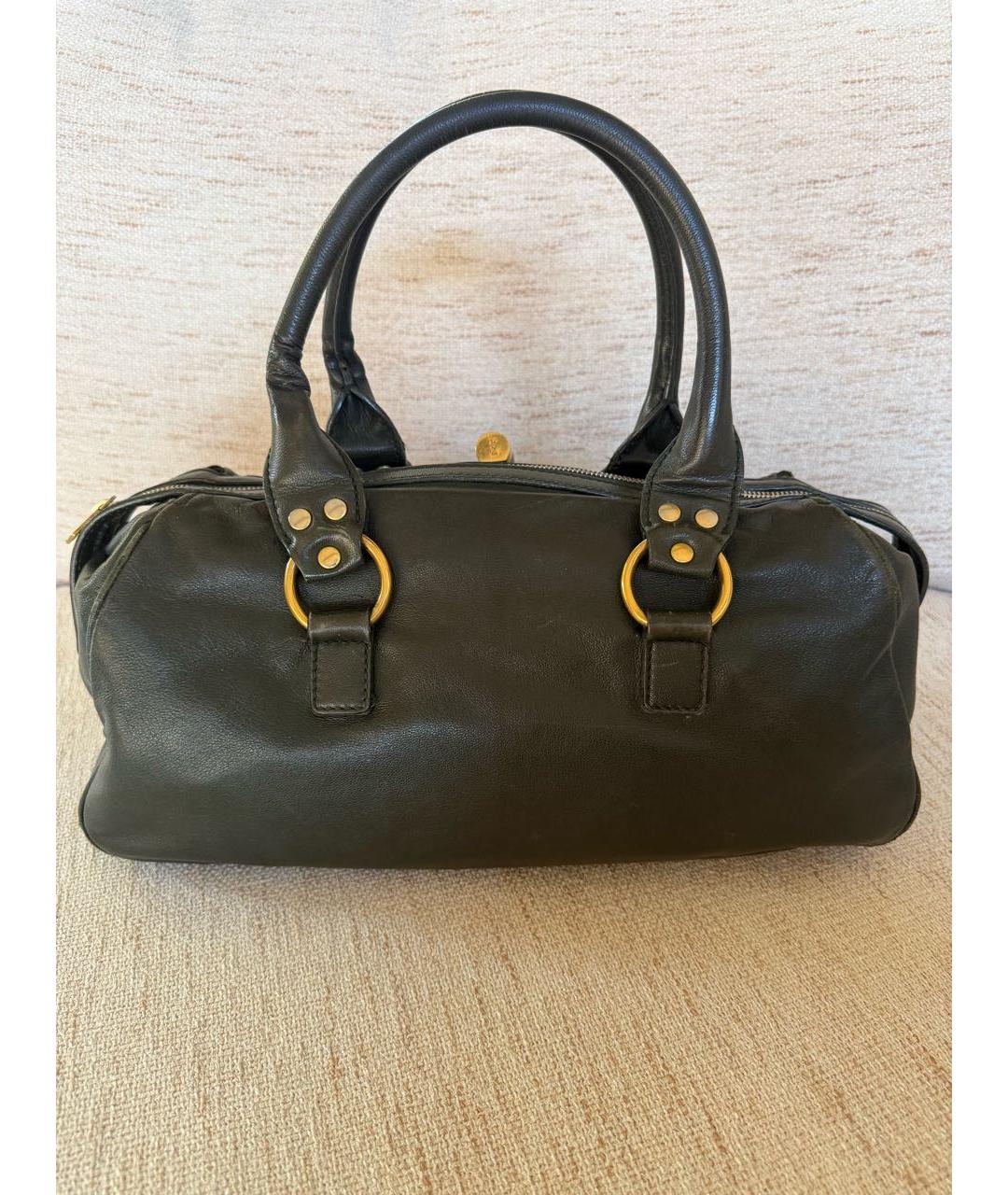 SAINT LAURENT Зеленая кожаная сумка с короткими ручками, фото 3