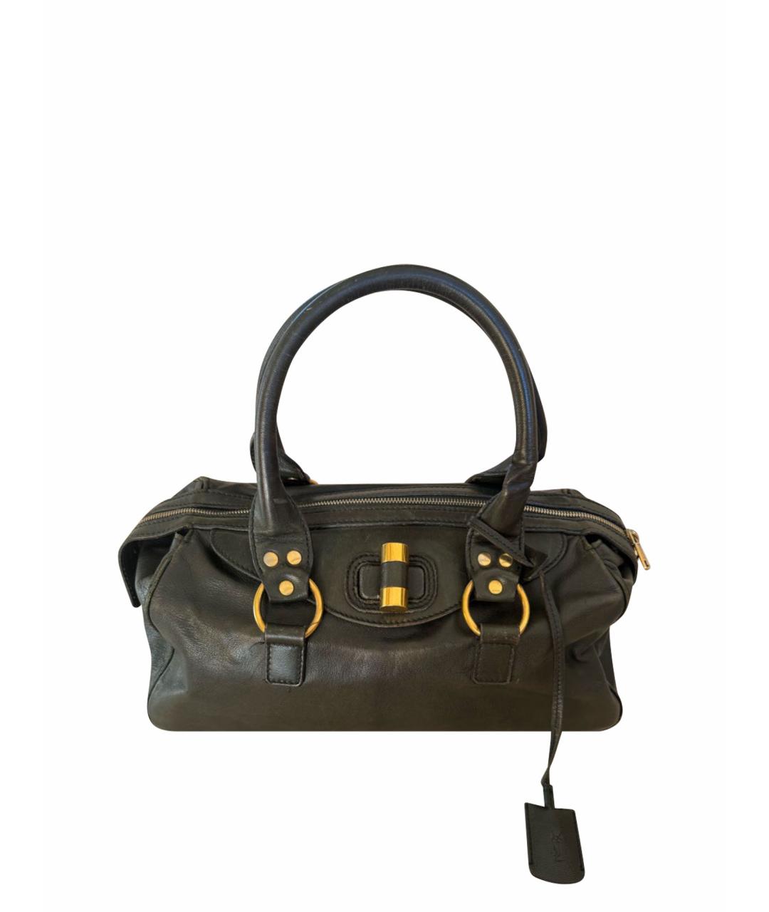 SAINT LAURENT Зеленая кожаная сумка с короткими ручками, фото 1