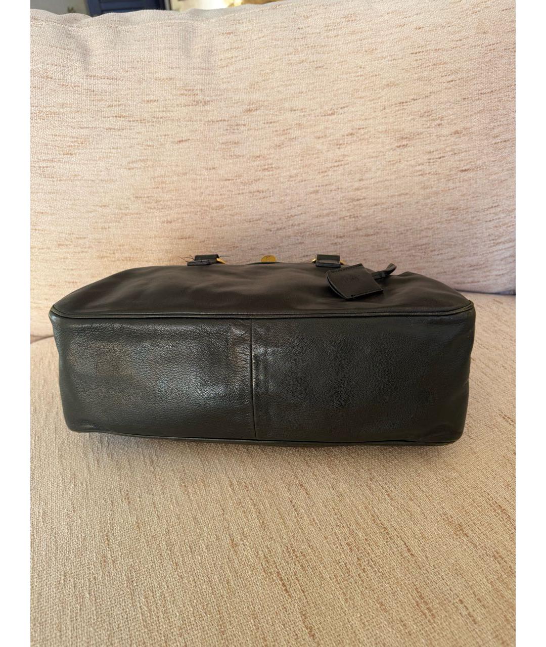 SAINT LAURENT Зеленая кожаная сумка с короткими ручками, фото 2