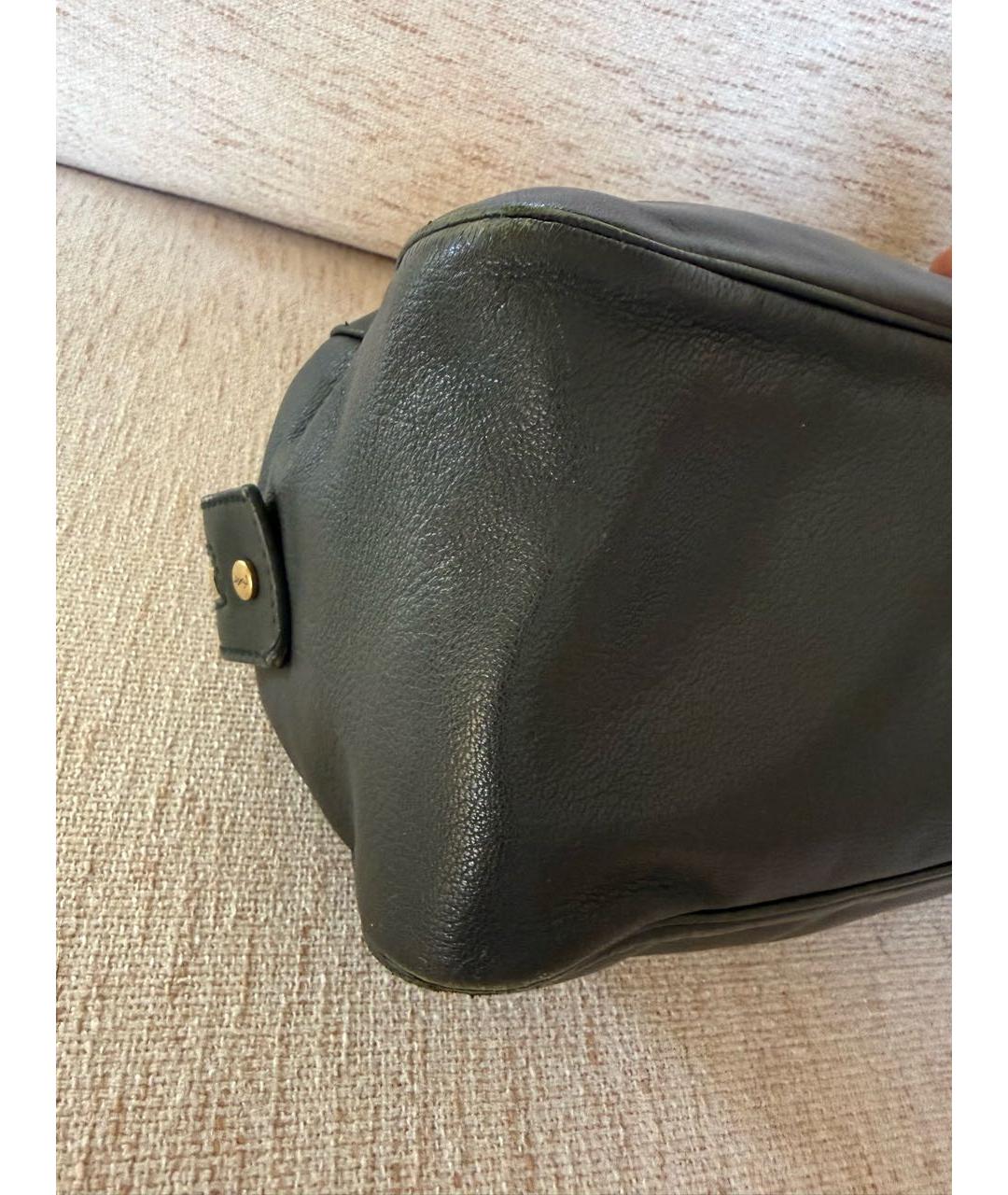SAINT LAURENT Зеленая кожаная сумка с короткими ручками, фото 4