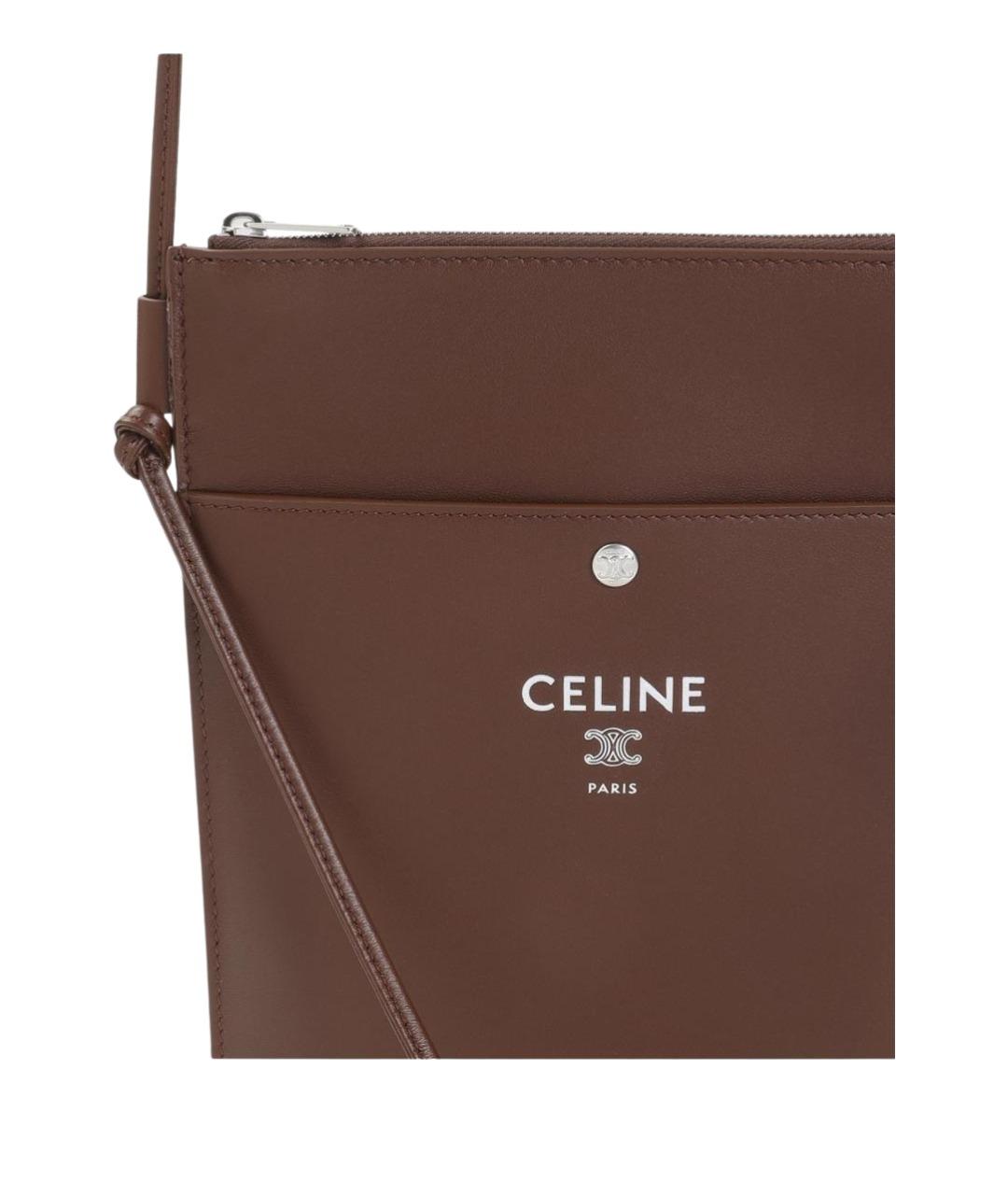 CELINE Коричневая кожаная сумка на плечо, фото 3