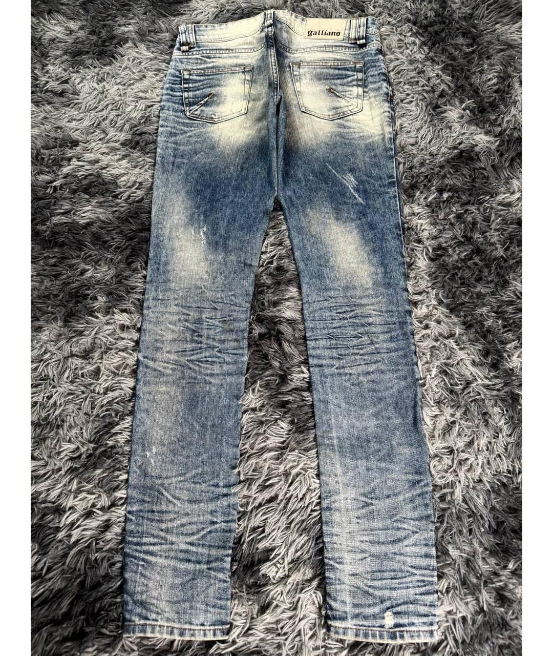 JOHN GALLIANO Голубые хлопковые прямые джинсы, фото 2