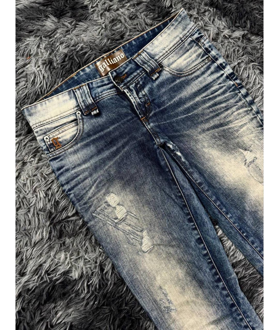JOHN GALLIANO Голубые хлопковые прямые джинсы, фото 4