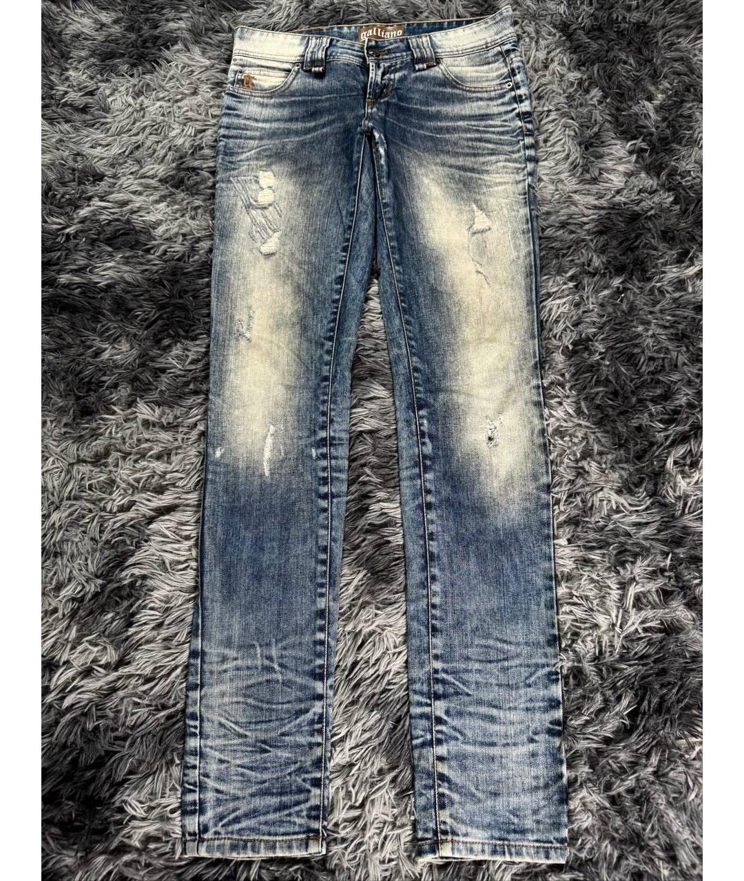 JOHN GALLIANO Голубые хлопковые прямые джинсы, фото 9