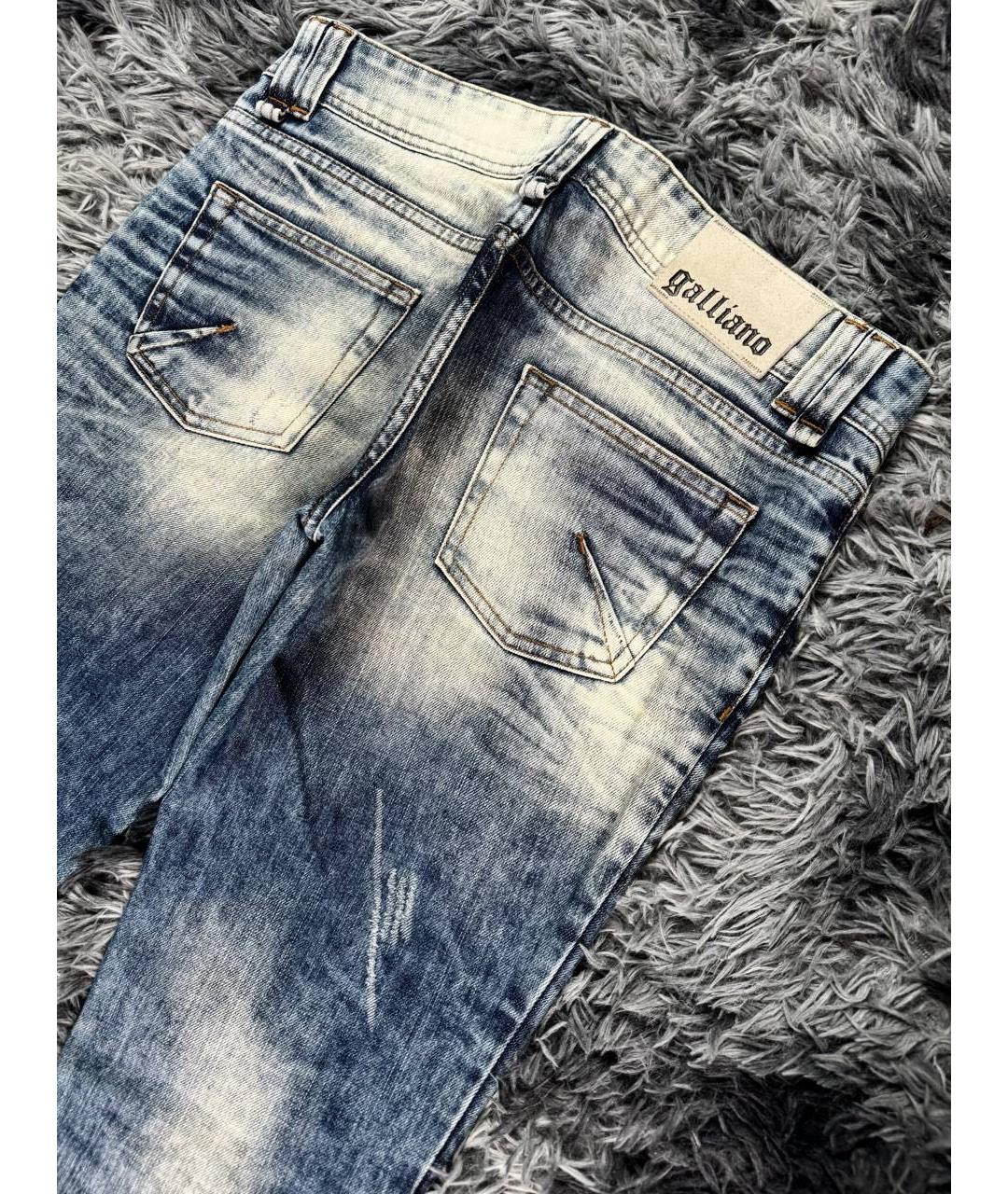 JOHN GALLIANO Голубые хлопковые прямые джинсы, фото 3
