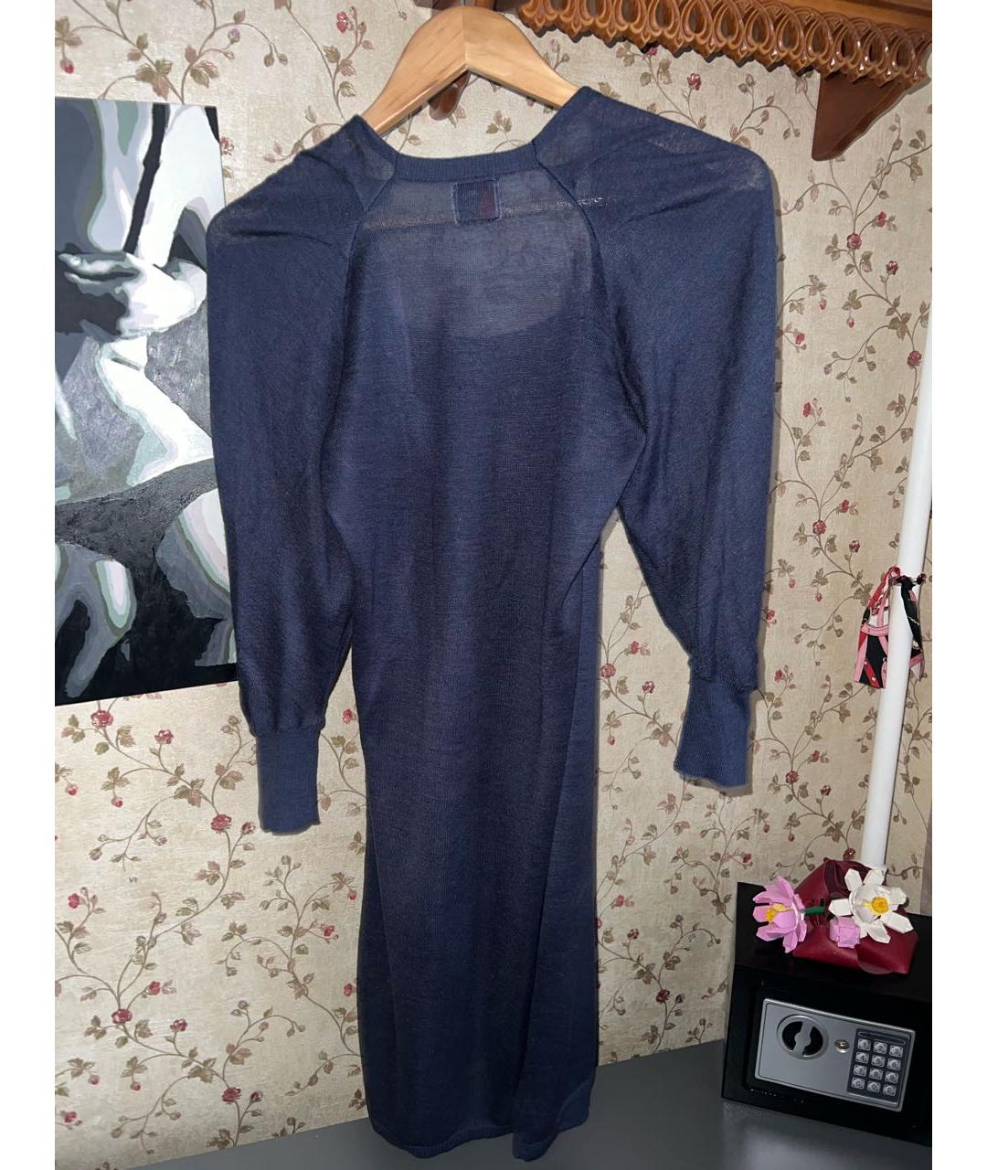 RED VALENTINO Темно-синее шерстяное повседневное платье, фото 2