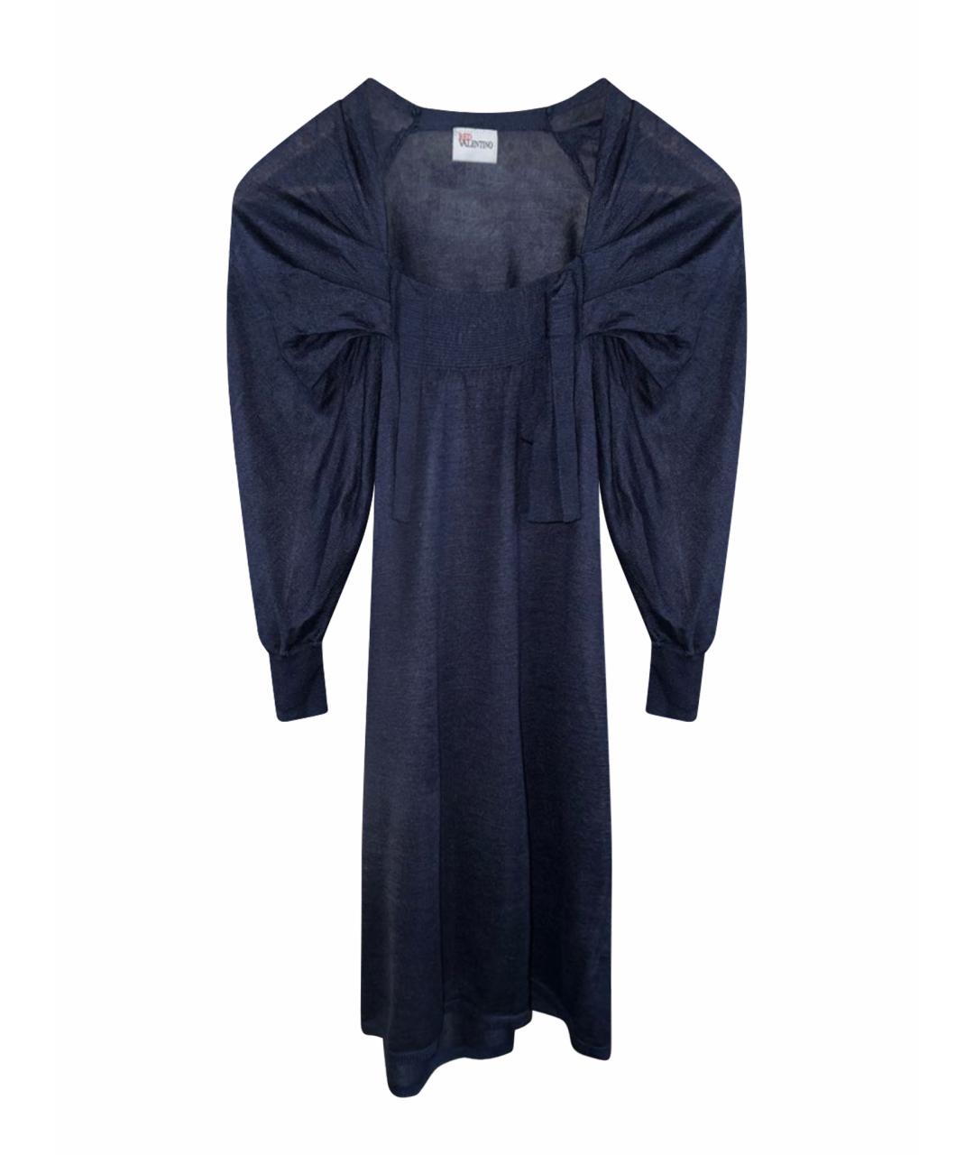 RED VALENTINO Темно-синее шерстяное повседневное платье, фото 1