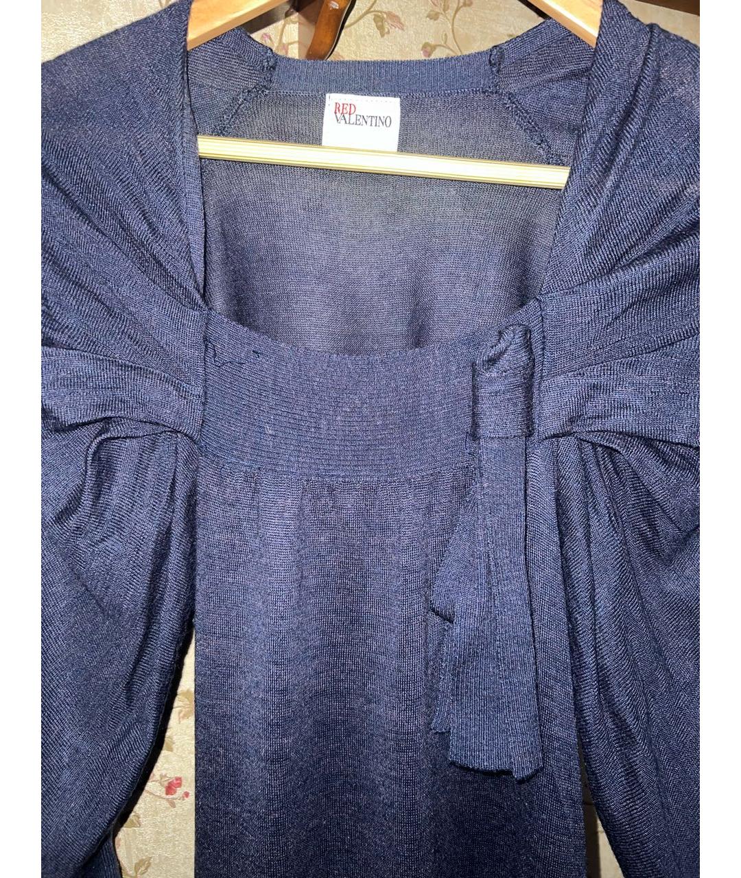RED VALENTINO Темно-синее шерстяное повседневное платье, фото 3
