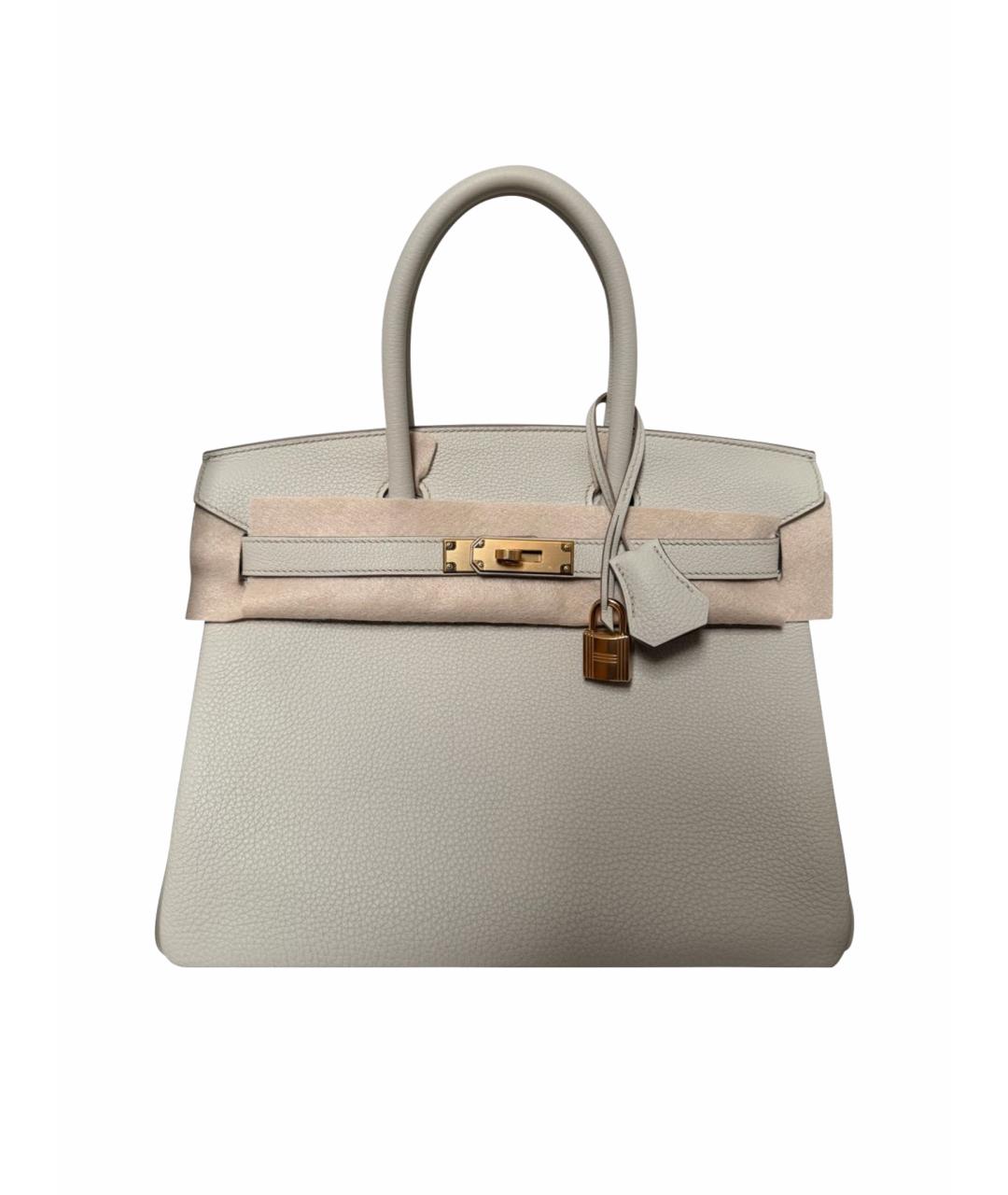 HERMES Белая кожаная сумка с короткими ручками, фото 1