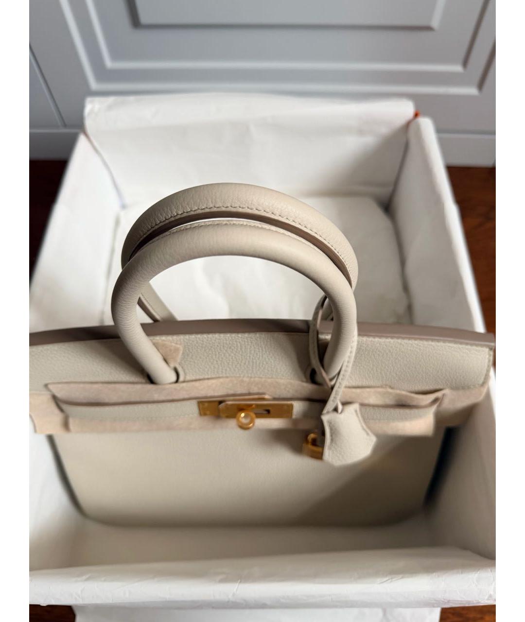 HERMES Белая кожаная сумка с короткими ручками, фото 4