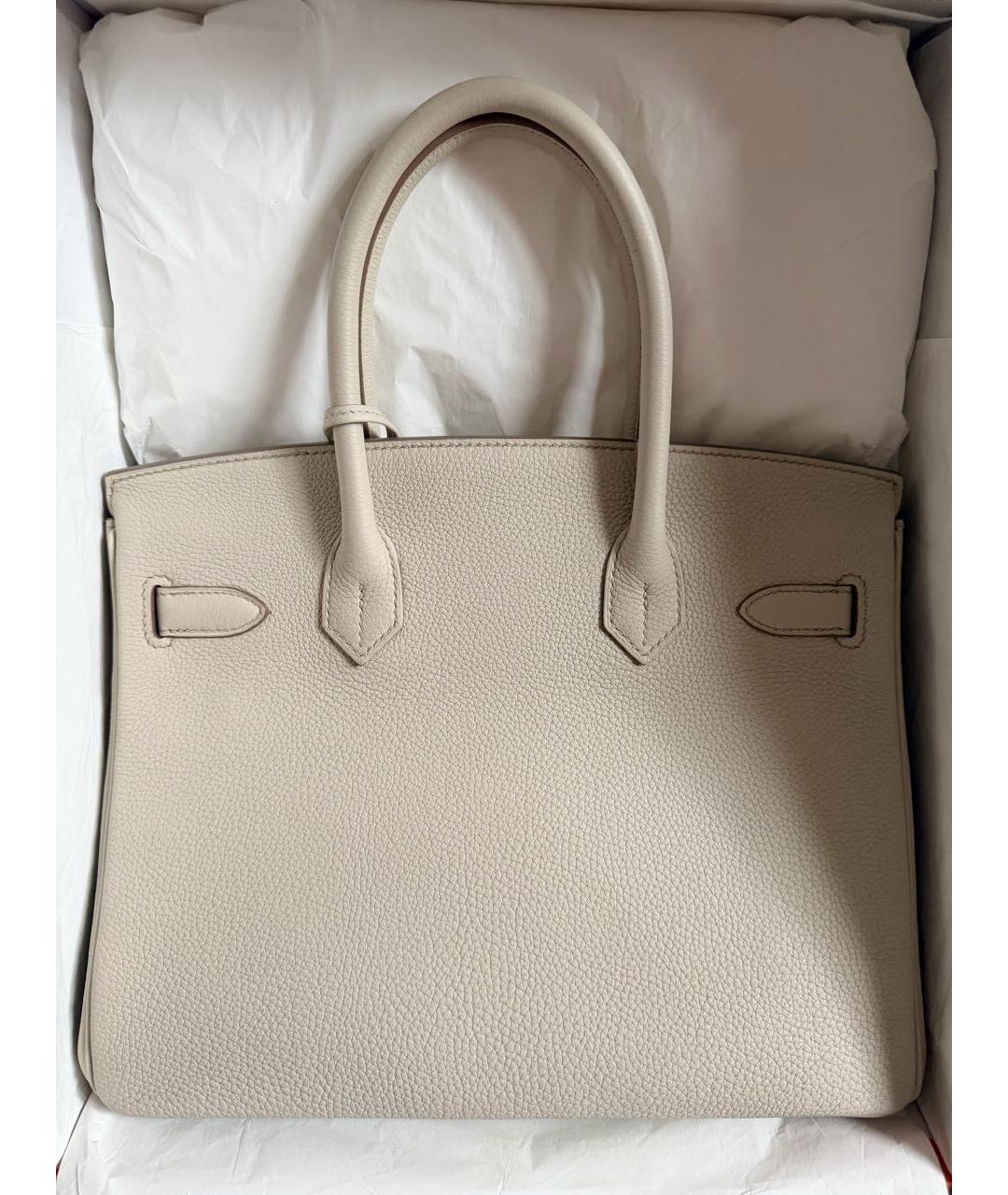 HERMES Белая кожаная сумка с короткими ручками, фото 3