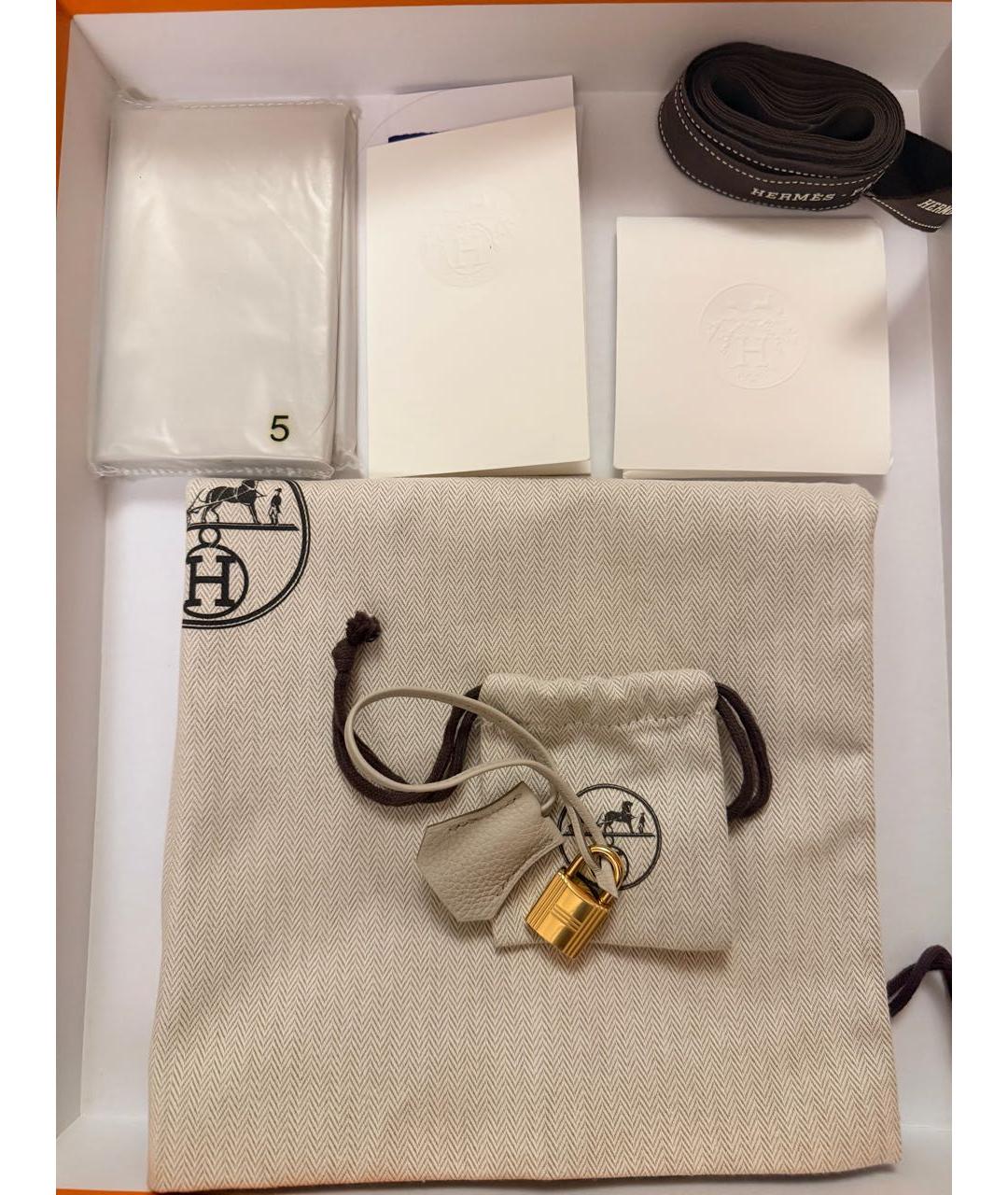 HERMES Белая кожаная сумка с короткими ручками, фото 5