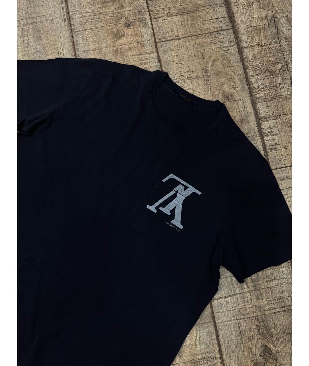 LOUIS VUITTON Черная хлопковая футболка, фото 2