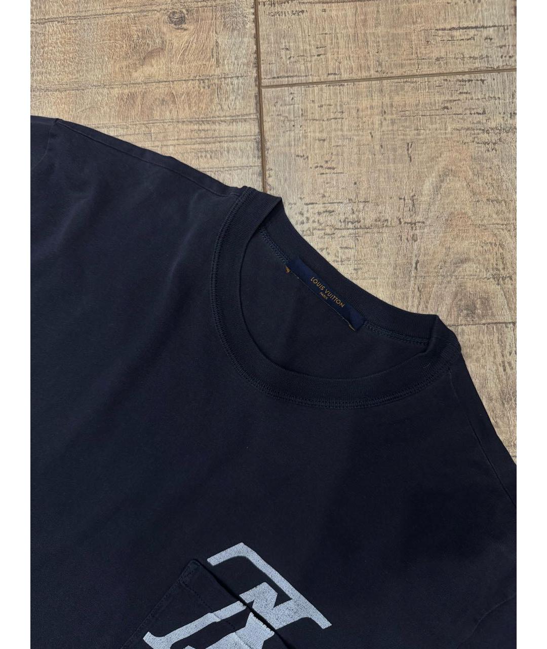 LOUIS VUITTON Черная хлопковая футболка, фото 4