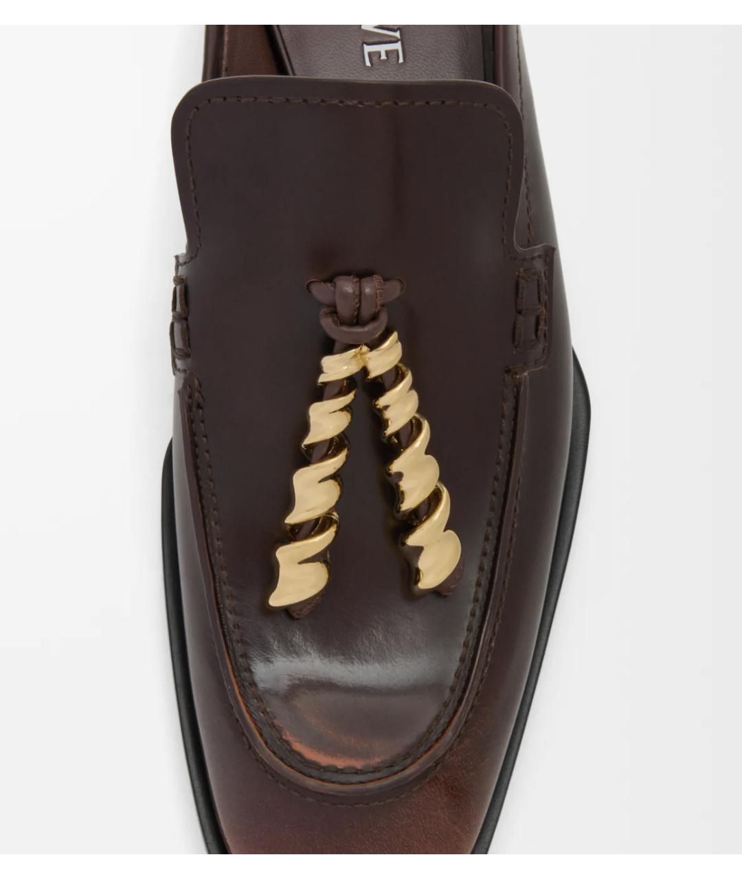 LOEWE Коричневые кожаные лоферы, фото 4