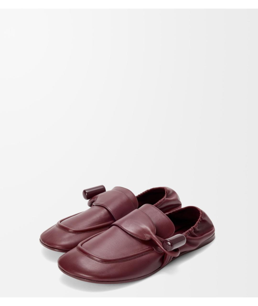 LOEWE Бордовые кожаные лоферы, фото 2