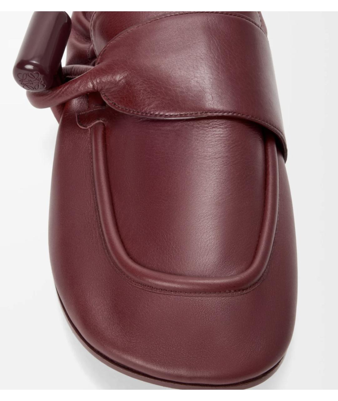 LOEWE Бордовые кожаные лоферы, фото 4