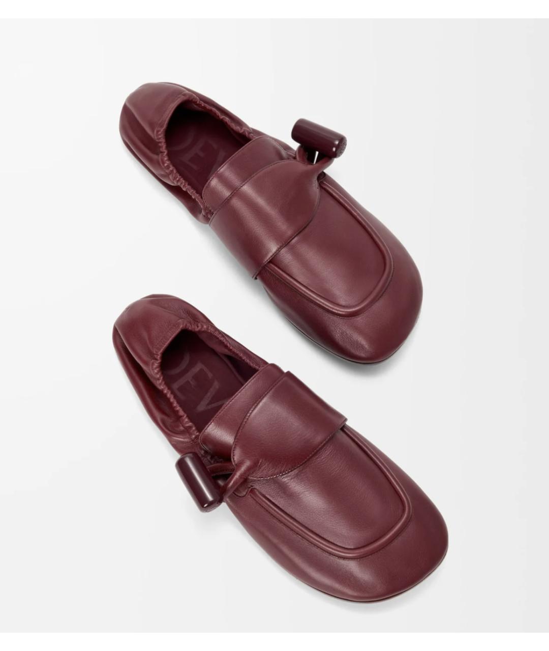 LOEWE Бордовые кожаные лоферы, фото 3
