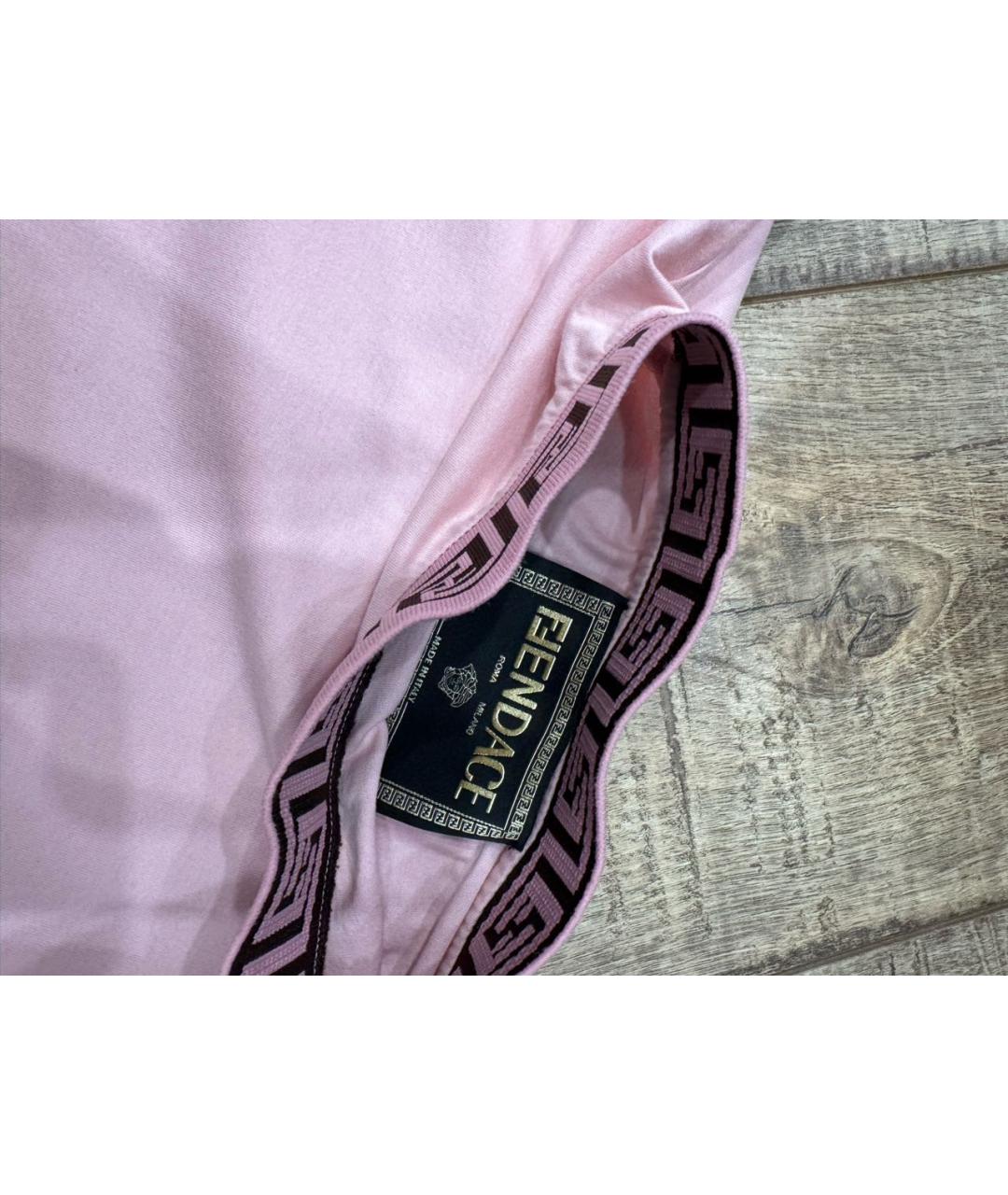 FENDI Розовая хлопко-полиэстеровая футболка, фото 3
