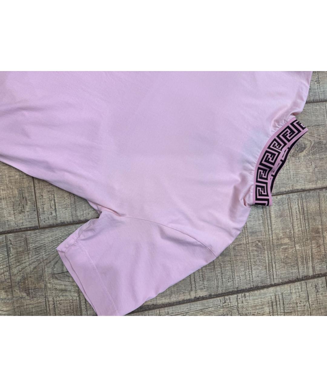 FENDI Розовая хлопко-полиэстеровая футболка, фото 2