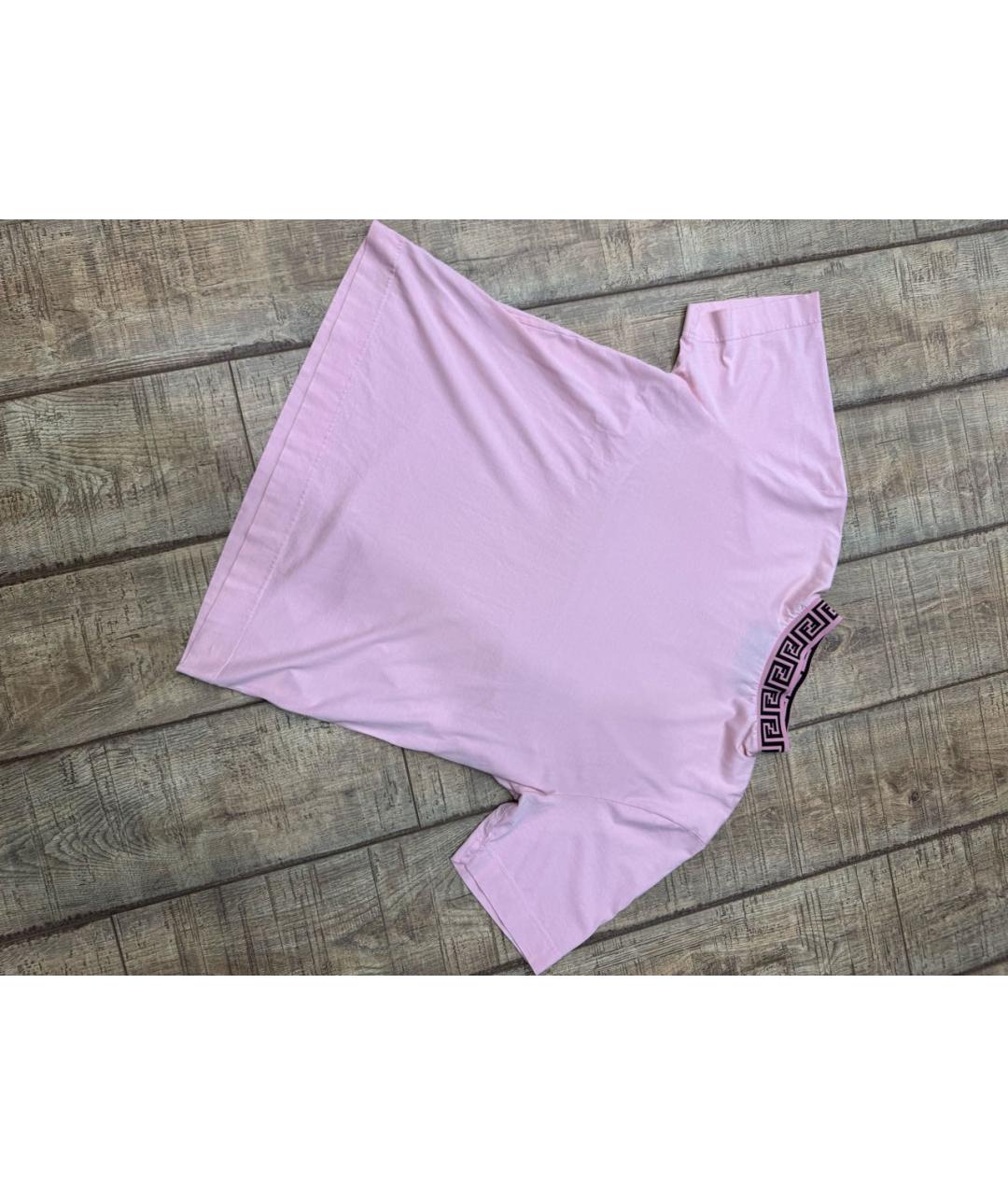 FENDI Розовая хлопко-полиэстеровая футболка, фото 4