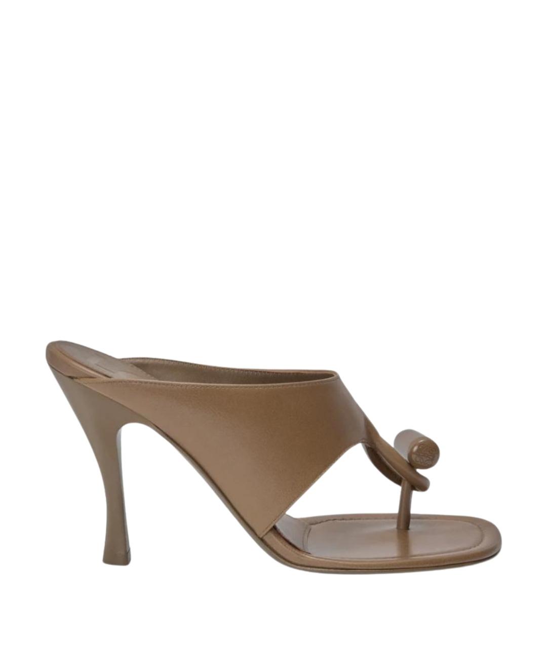 LOEWE Коричневые кожаные сандалии, фото 1