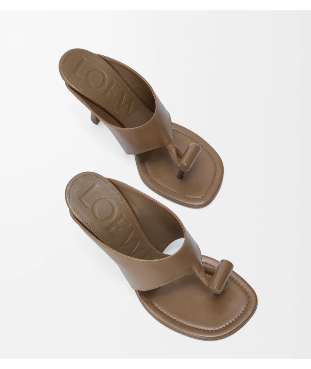 LOEWE Коричневые кожаные сандалии, фото 3