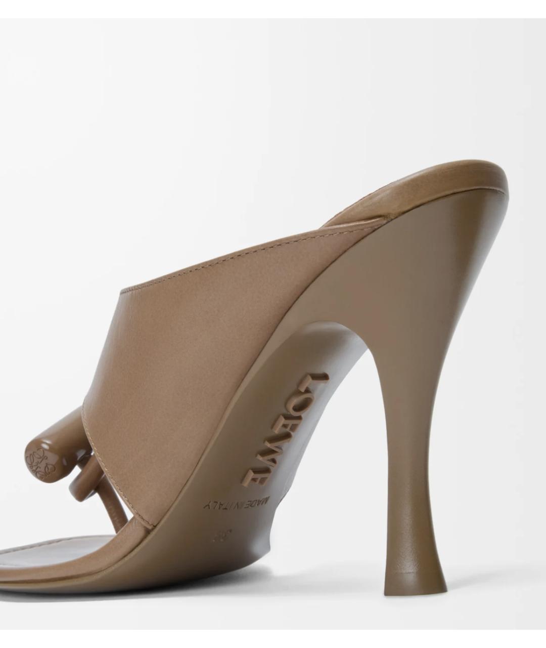 LOEWE Коричневые кожаные сандалии, фото 4