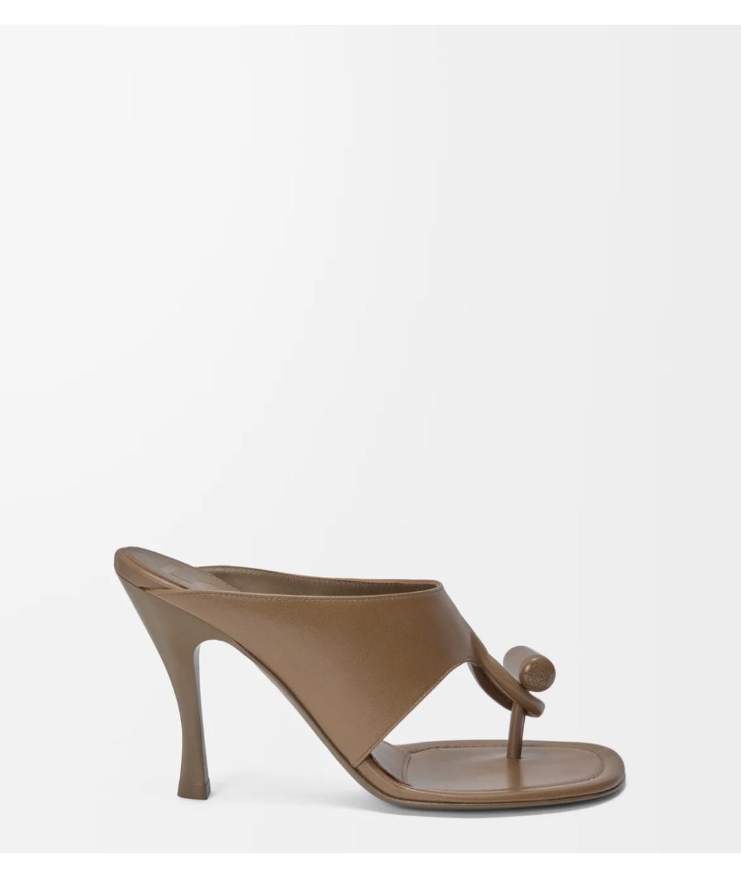 LOEWE Коричневые кожаные сандалии, фото 5