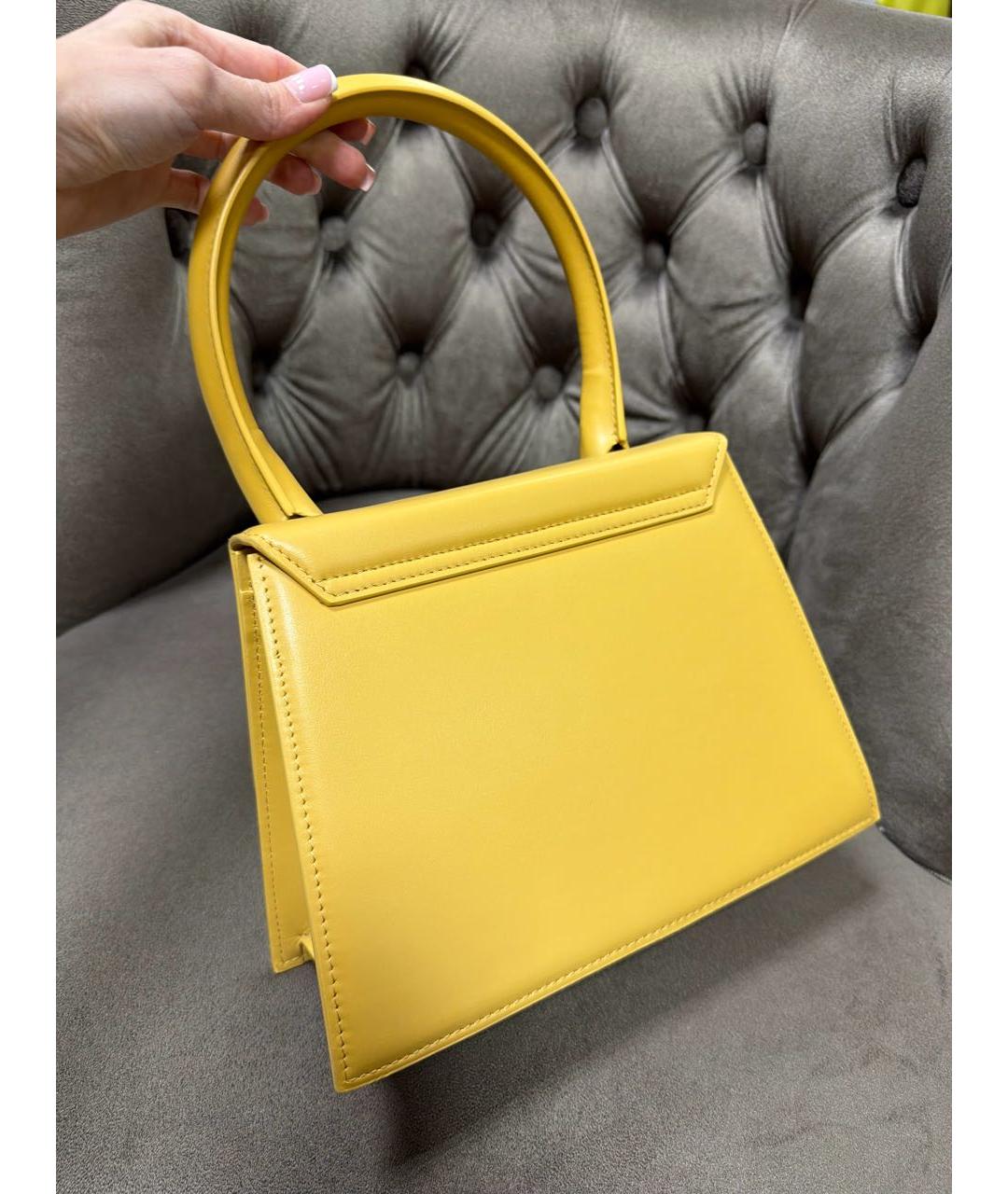 JACQUEMUS Желтая кожаная сумка через плечо, фото 3