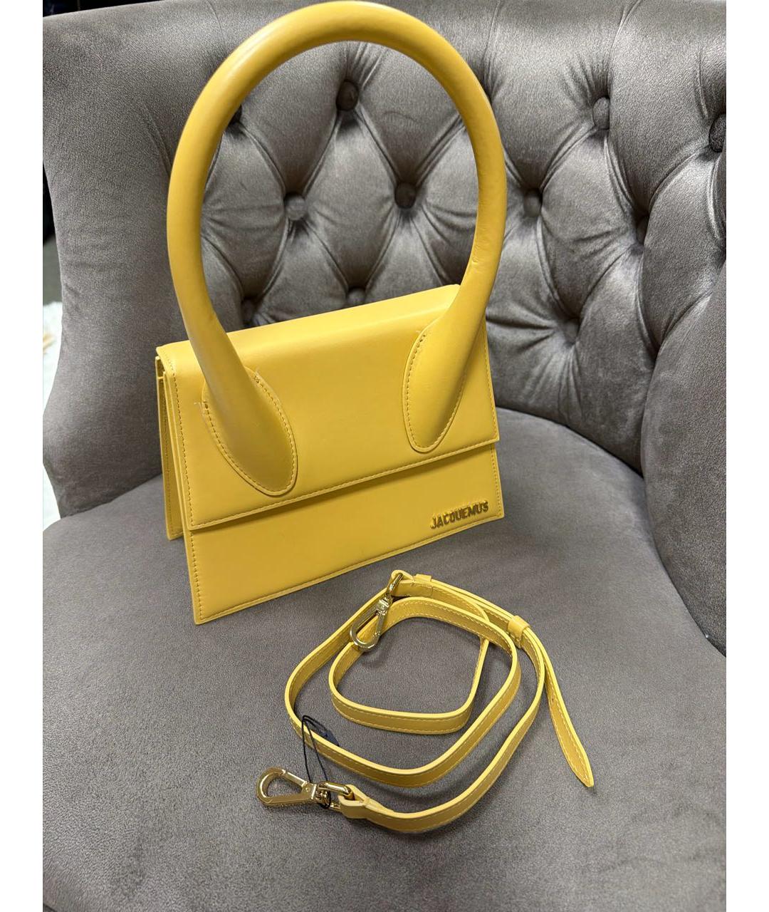 JACQUEMUS Желтая кожаная сумка через плечо, фото 7