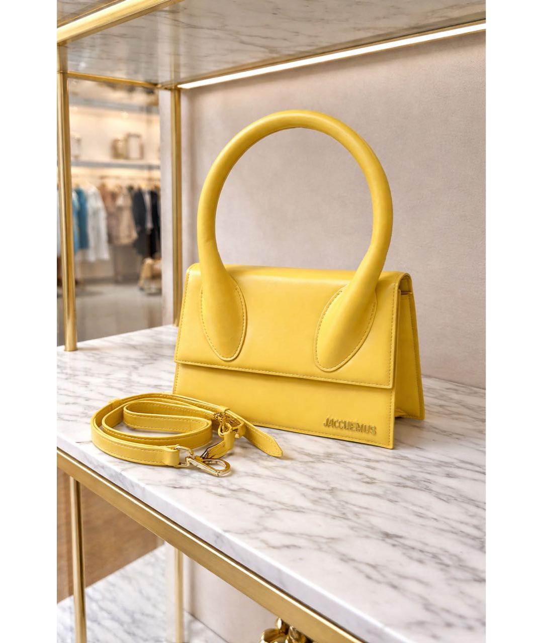 JACQUEMUS Желтая кожаная сумка через плечо, фото 9